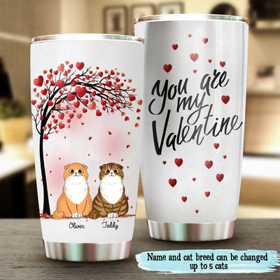 You Are My Valentine Cat Personalized Tumbler, Personalized Gift for Cat Lovers, Cat Mom, Cat Dad - TB015PS02 - BMGifts