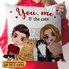 You, Me & The Cats Couple Personalized Linen Pillow, Personalized Valentine Gift for Couples, Husband, Wife, Parents, Lovers - PL032PS01 - BMGifts