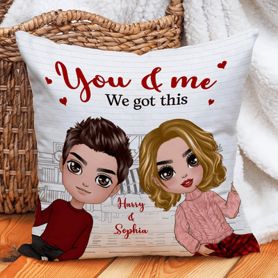 You, Me & The Cats Couple Personalized Linen Pillow, Personalized Valentine Gift for Couples, Husband, Wife, Parents, Lovers - PL032PS01 - BMGifts