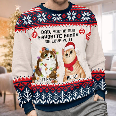 You're My Favorite Human Cat Personalized Knitted Sweater, Christmas Gift for Cat Lovers, Cat Mom, Cat Dad - KN016PS02 - BMGifts