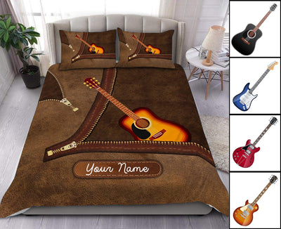 Zipper Guitar Personalized Bedding Set, Personalized Gift for Music Lovers, Guitar Lovers - BD002PS00 - BMGifts